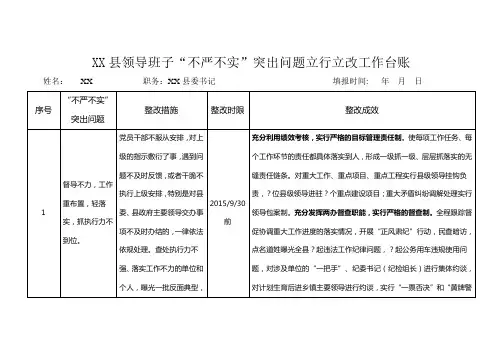 xx领导三严三实整改台帐