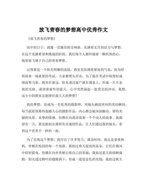 放飞青春的梦想高中优秀作文