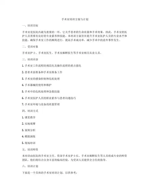 手术室培训方案与计划