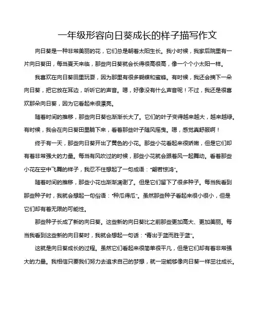 一年级形容向日葵成长的样子描写作文