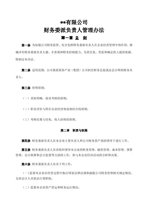 财务负责人任命与委派管理办法