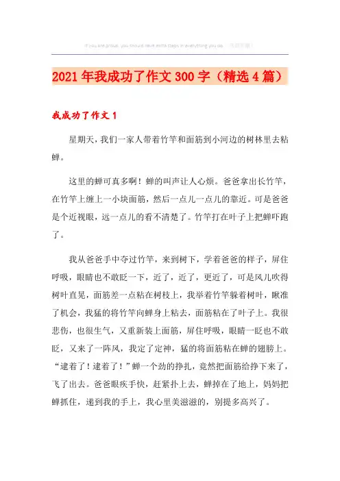 2021年我成功了作文300字(精选4篇)