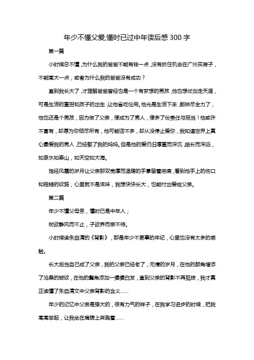 年少不懂父爱,懂时已过中年 读后感300字