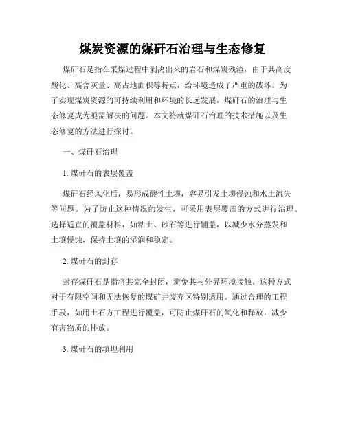 煤炭资源的煤矸石治理与生态修复