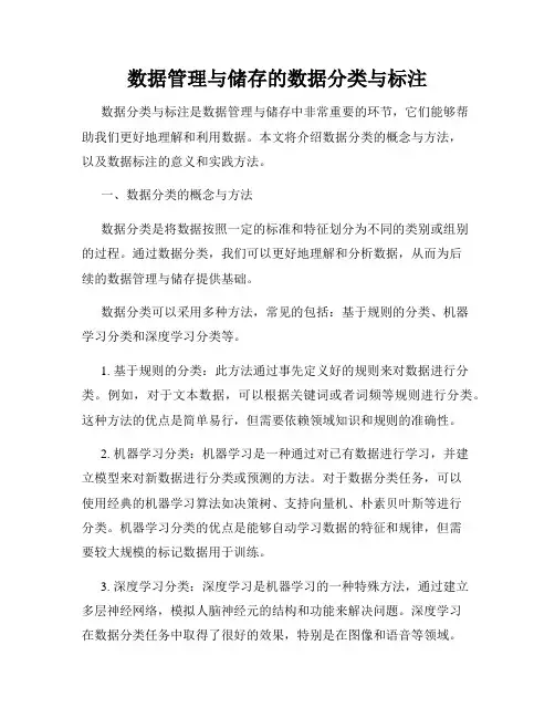 数据管理与储存的数据分类与标注