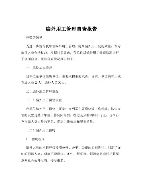编外用工管理自查报告