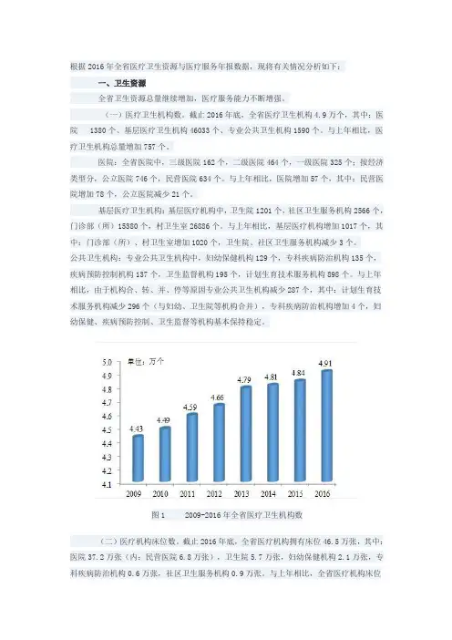 2016年广东省医疗卫生资源与医疗服务年报数据