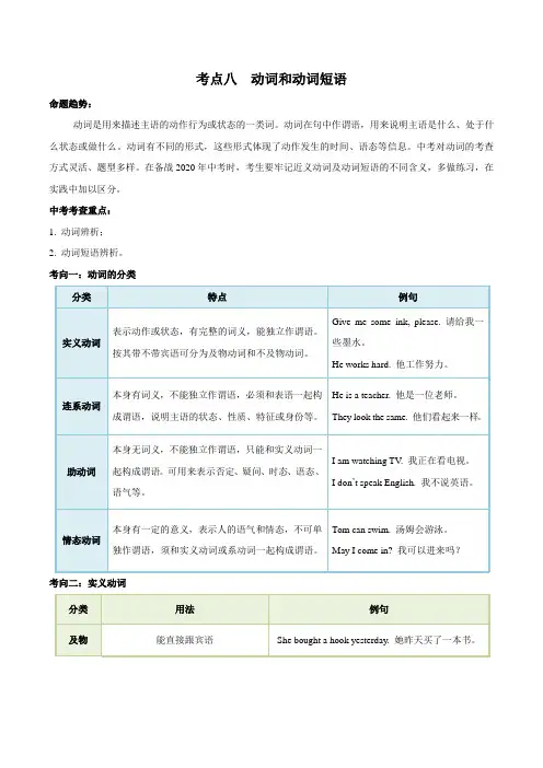 动词和动词短语-考点精讲