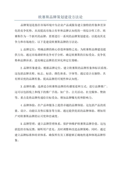 欧赛斯品牌策划建设方法论