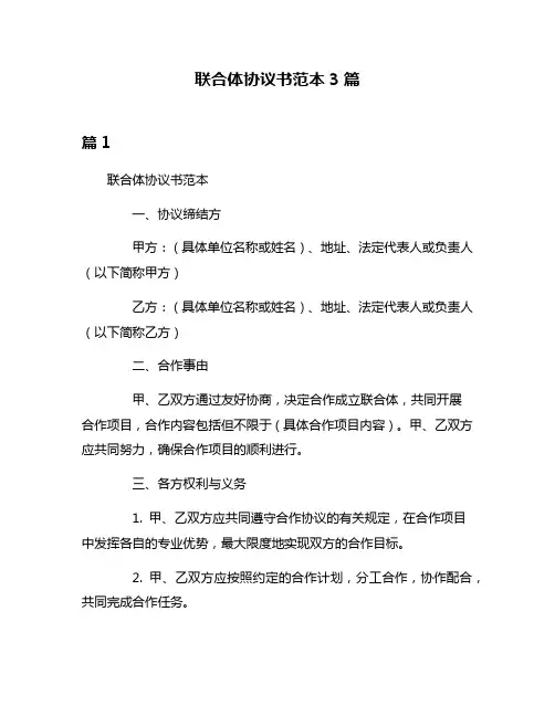 联合体协议书范本3篇