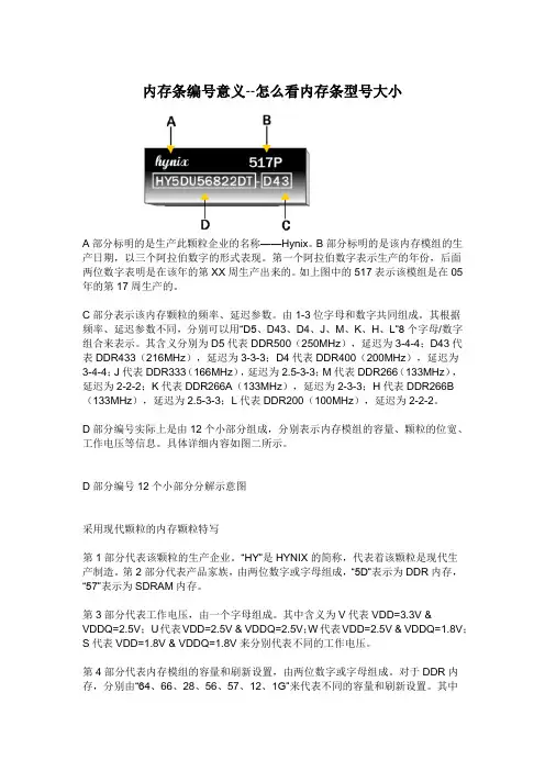 内存条编号意义--怎么看内存条型号大小
