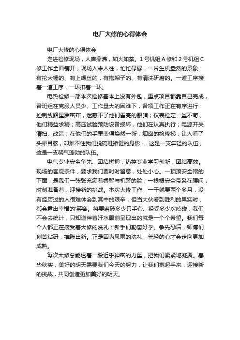 电厂大修的心得体会