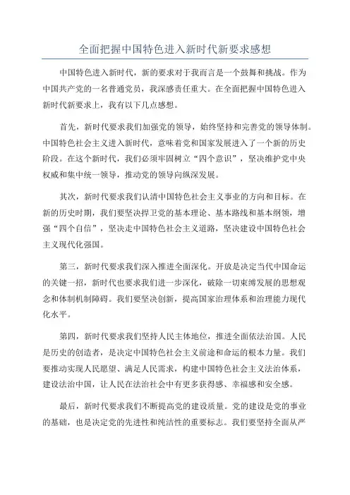 全面把握中国特色进入新时代新要求感想