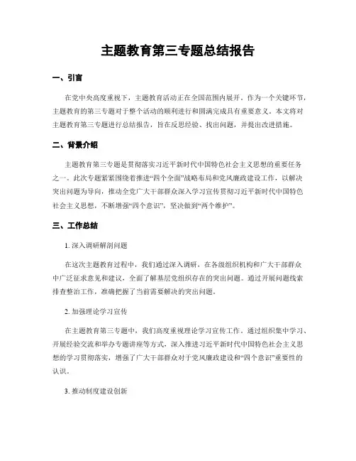 主题教育第三专题总结报告