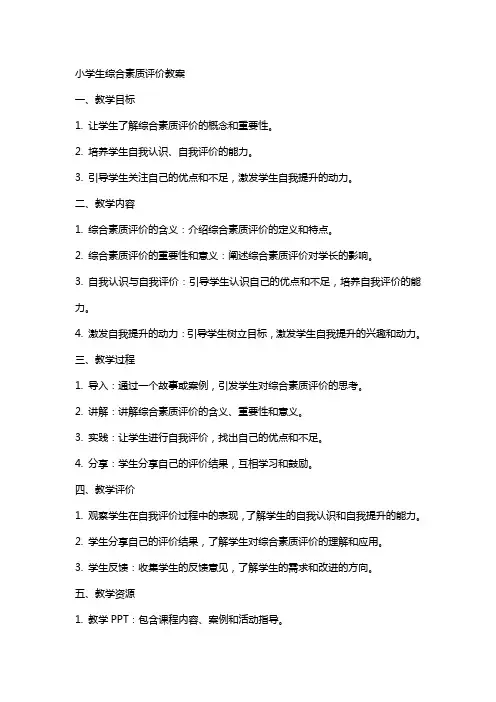 小学生综合素质评价教案