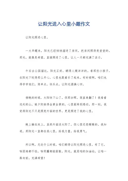 让阳光进入心里小题作文