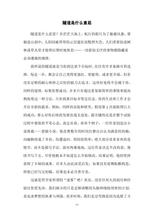 隧道是什么意思