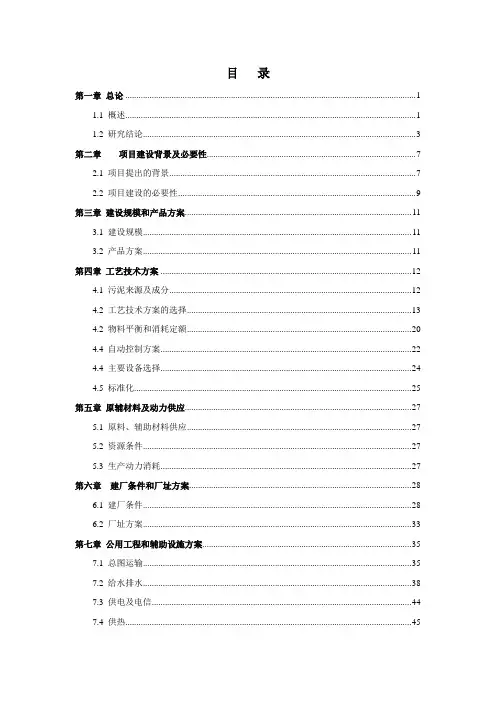 污泥资源化利用中心10000ta电镀污泥资源化利用项目可行性研究报告