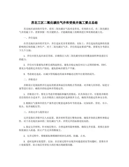 苏北工区二氧化碳注气井和受效井施工要点总结