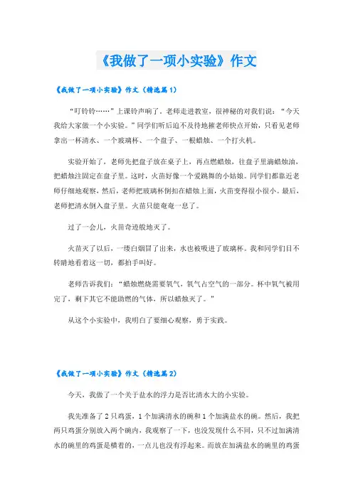 《我做了一项小实验》作文