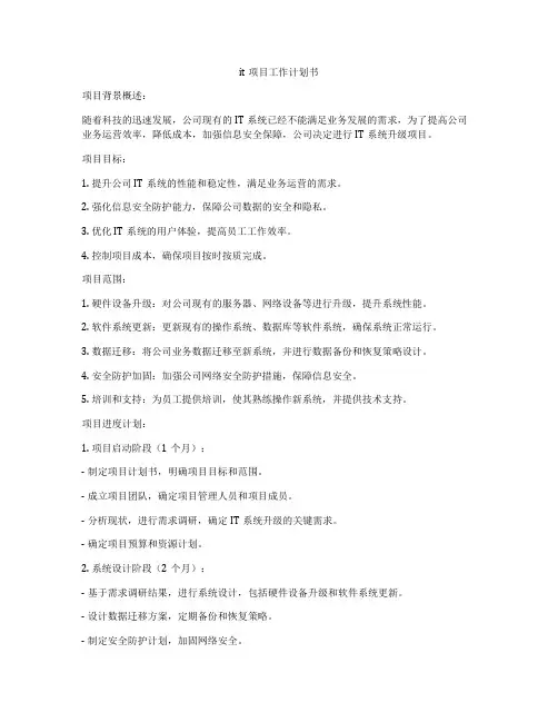 it项目工作计划书