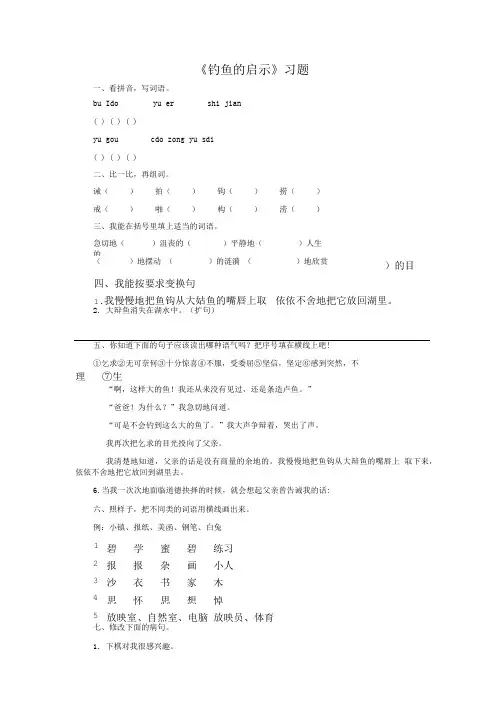 《钓鱼的启示》习题.doc