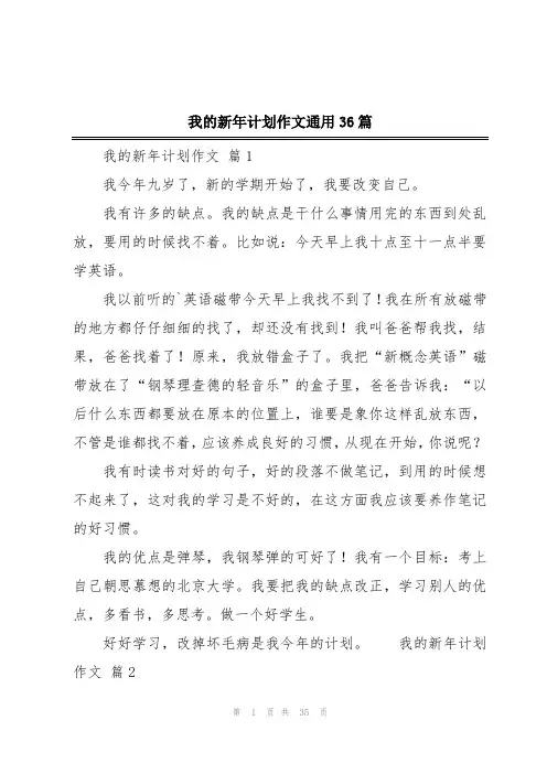 我的新年计划作文通用36篇