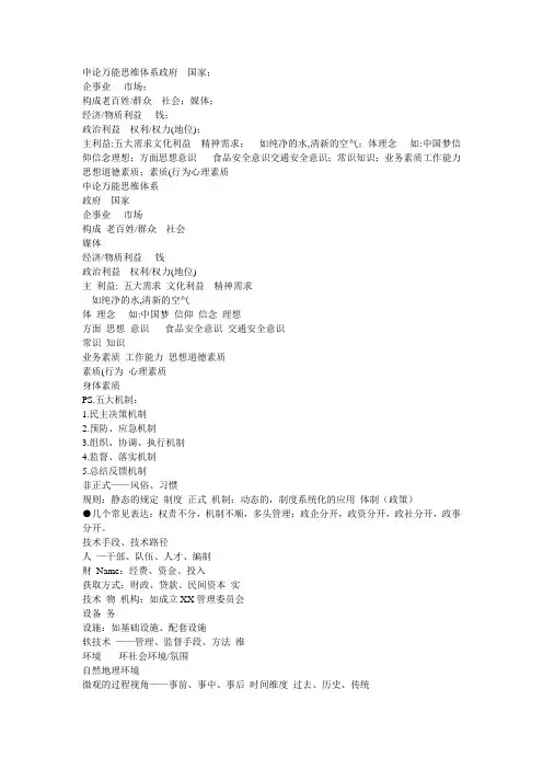 申论万能八条+模版