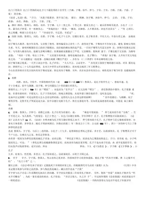 孔门十哲简介