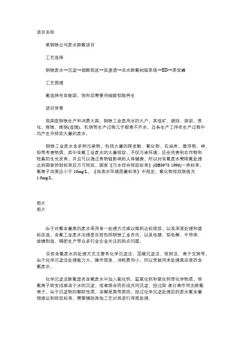 吸附法除氟实例