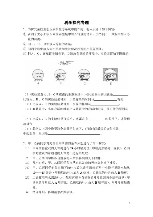 科学探究专题练习题