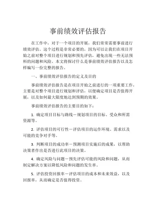 事前绩效评估报告