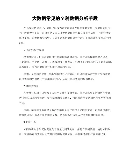 大数据常见的9种数据分析手段