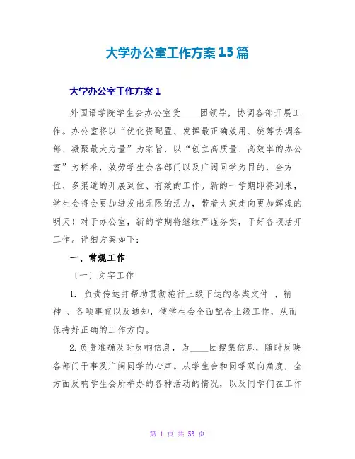 大学办公室工作计划15篇