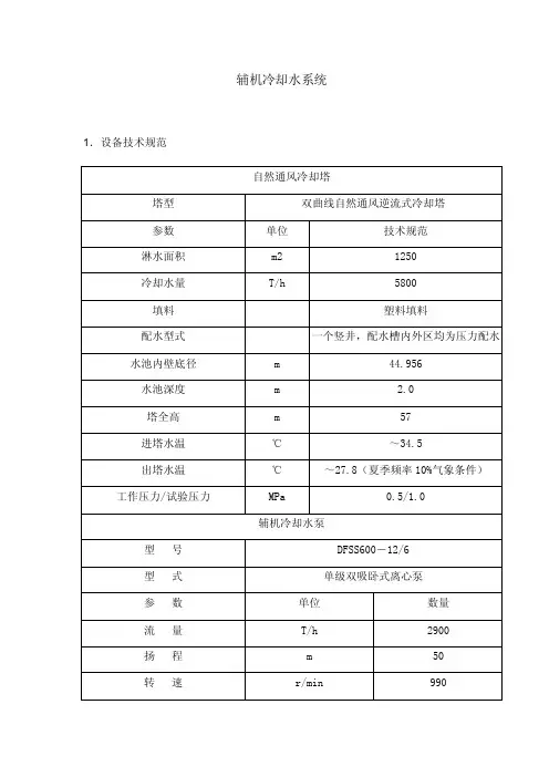 汽机辅机规程：辅机冷却水系统