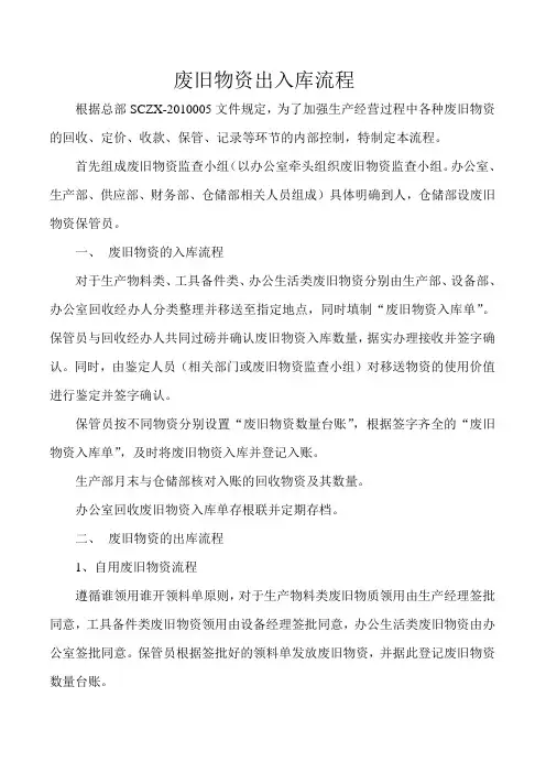 废旧物资出入库流程