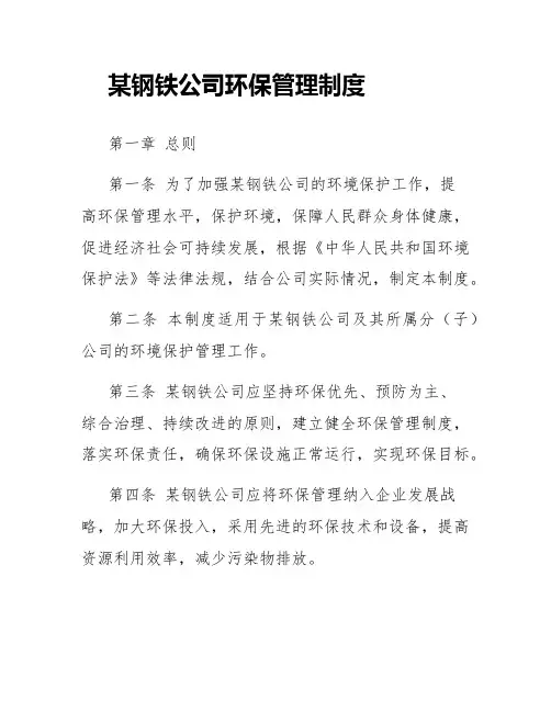 某钢铁公司环保管理制度