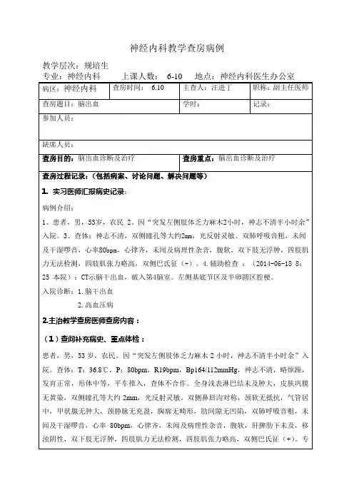 教学查房(脑出血)