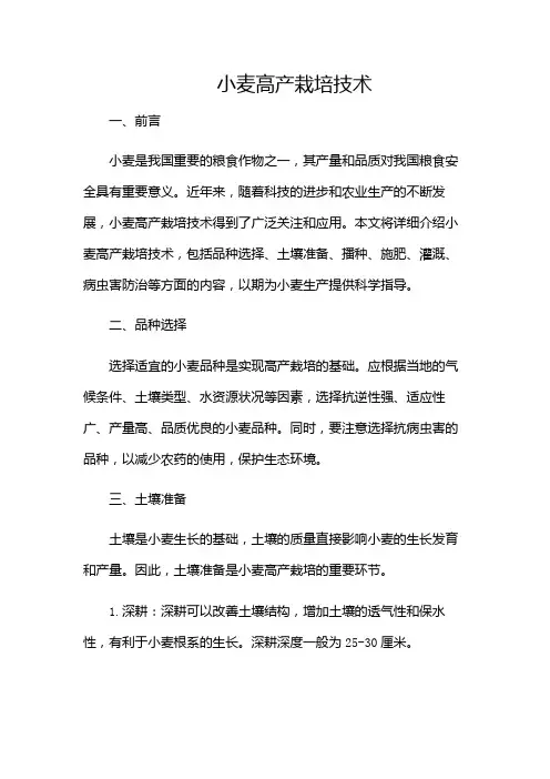 小麦高产栽培技术
