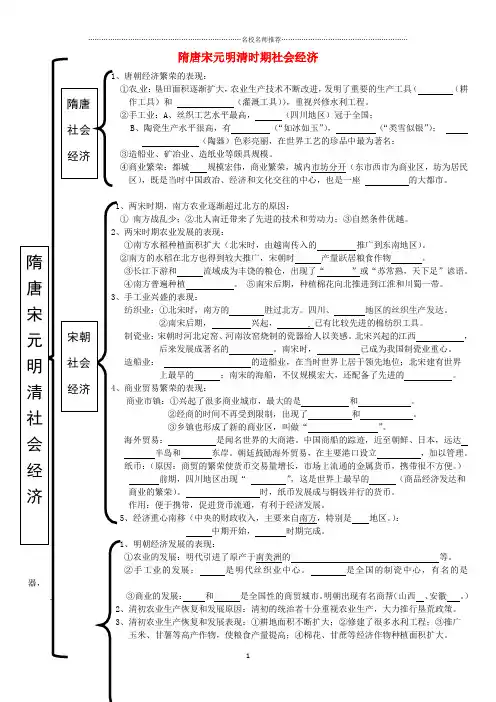 内蒙古鄂尔多斯市东胜区初中七年级历史下册 隋唐宋元明清时期 社会经济名师导学案(无答案) 新人教版