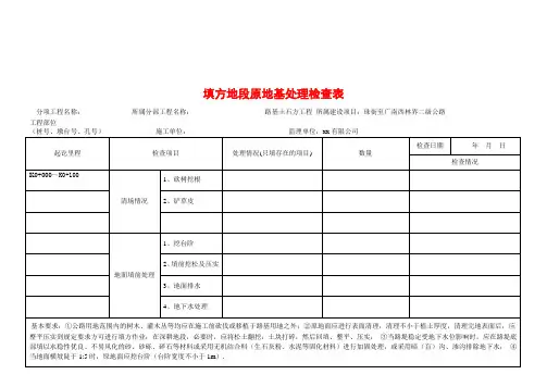 高速公路填方地段原地基处理检查表