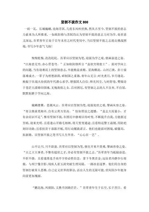 坚韧不拔作文800