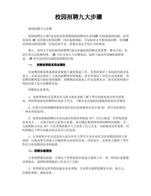校园招聘九大步骤
