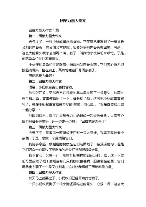 团结力量大作文4篇