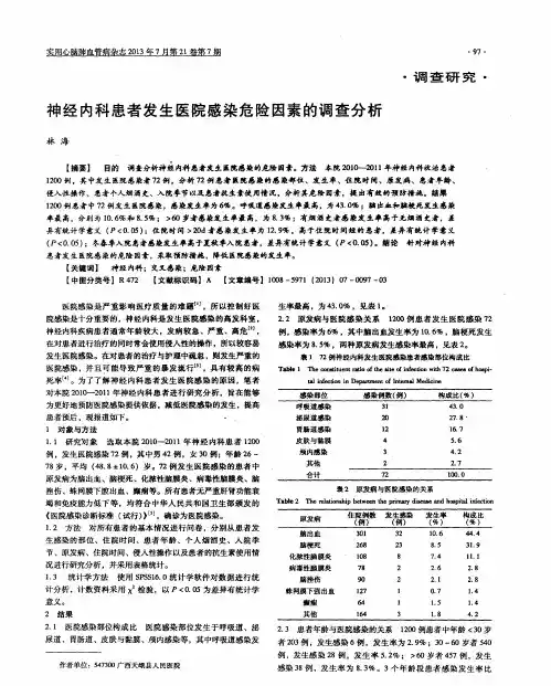神经内科患者发生医院感染危险因素的调查分析
