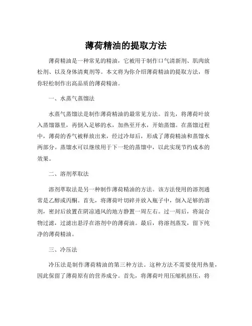 薄荷精油的提取方法