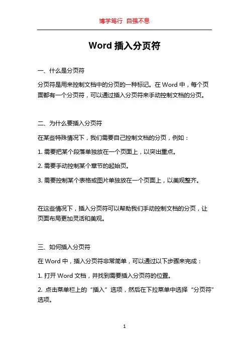 Word插入分页符