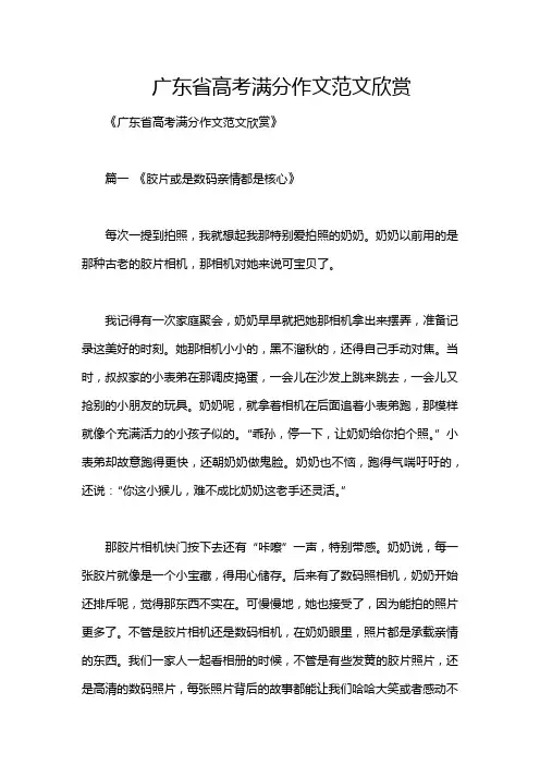 广东省高考满分作文范文欣赏