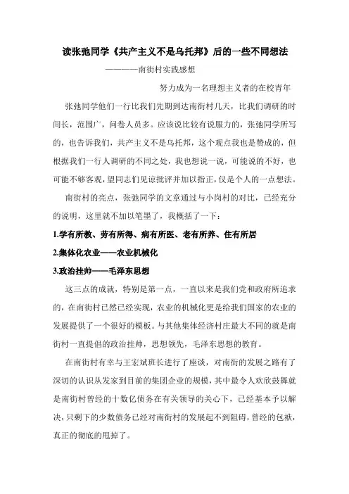 南街村实践感想