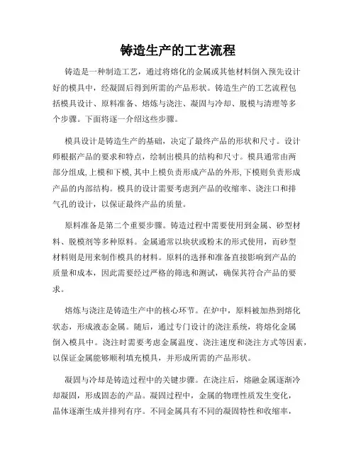 铸造生产的工艺流程